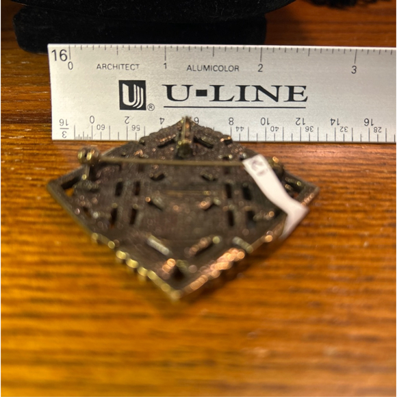 Women's Heidi Daus Art Deco Rhinestone Diamond Shaped Brooch / Pendant - Picture 3 of 3